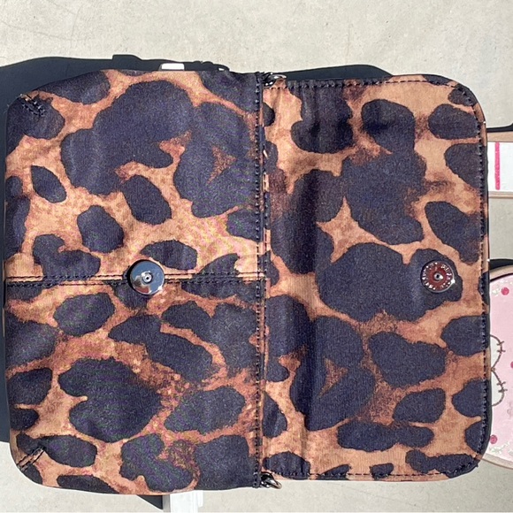 Brighton Leopard Print Clutch Black Leather Trim